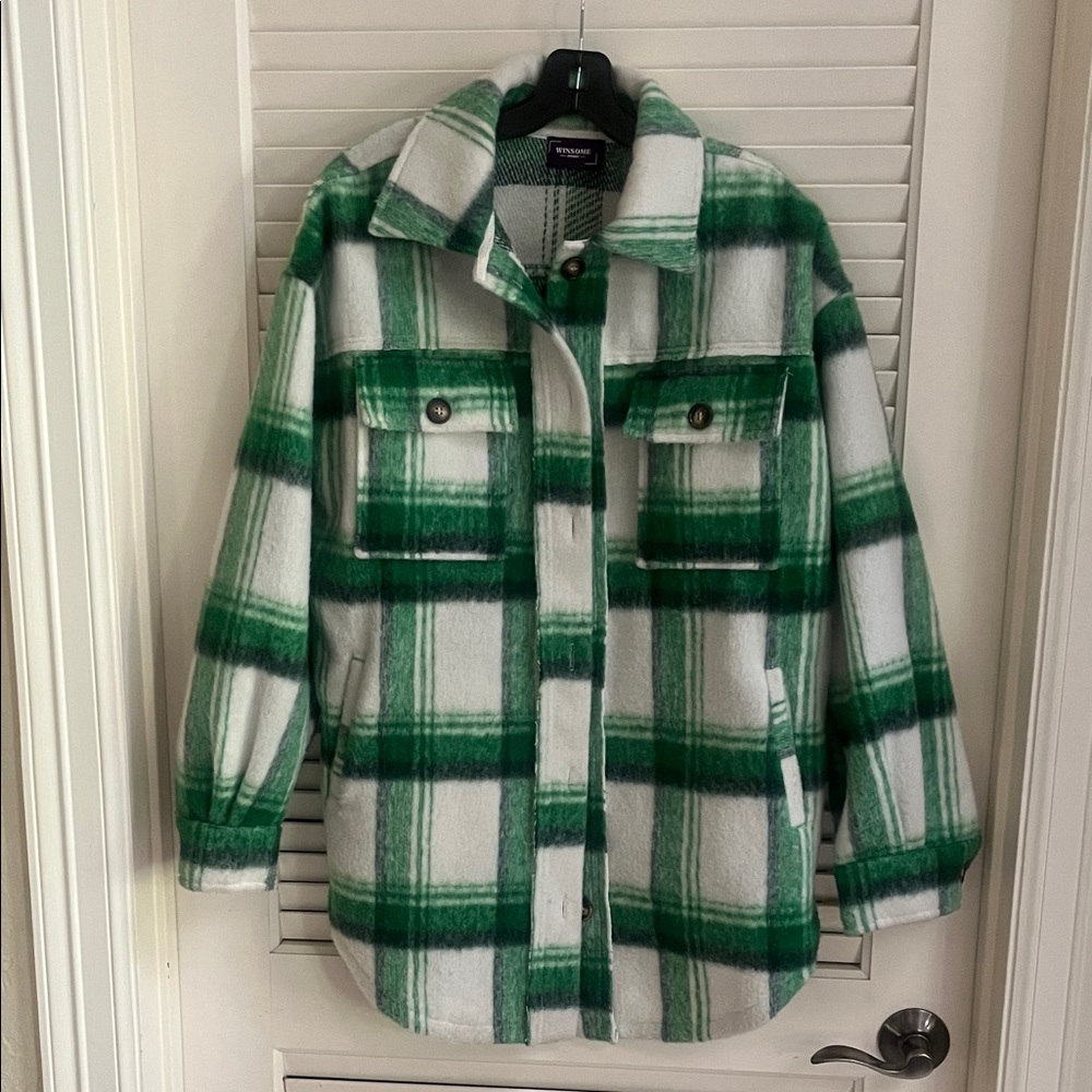 Women's Green Plaid Utility Jacket